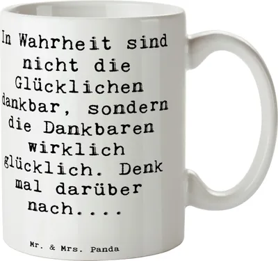Produktbild von Mr. & Mrs. Panda Tasse Spruch Dankbarkeit für kleine Dinge - Weiß - Geschenk, Teetasse, Gefühl, Alltagsmomente, Zitat, Lebensfreude, Glücklichsein, Lebensweisheit, design