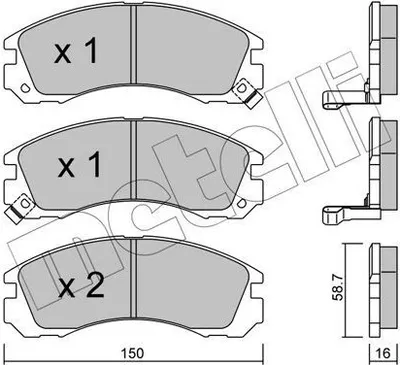 Produktbild von METELLI Bremsbeläge Satz Vorne Bremsklötze für MITSUBISHI OUTLANDER III (GGW, GFW, ZJ) 22-0134-0