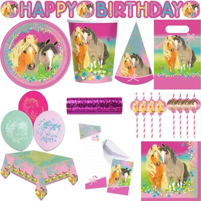 Produktbild von Pferde Partyset zum Kindergeburtstag Deko Party Pretty Pony