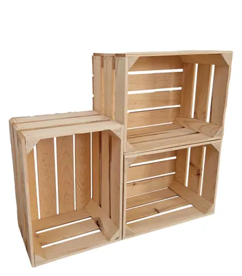 Produktbild von Dekokiste 40x30x23 cm 3er Set - Holzkiste Aufbewahrung als Schuhregal Bücherregal - Natur Vintage