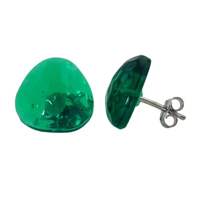 Produktbild von Ohrstecker Ohrring 14mm Dreieck grün-transparent gehämmert Kunststoff grün 14mm