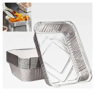 Produktbild von Aluminium Tropfschalen, 20 Veggie Aluschalen für Gasgrill, Kohlegrill & Elektrogrill, Einwegschalen zum Grillen, 22 x 16 cm