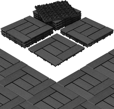 Obrázek produktu pro TolleTour WPC click dlaždice 3m² 33ks. | terasové dlaždice, balkonové dlaždice, dřevěné dlaždice - antracit, 30x30 cm