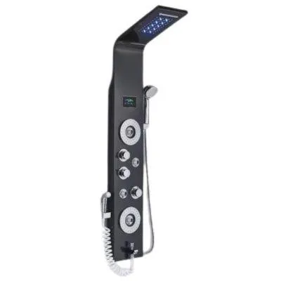 Produktbild von Duschpaneel mit LED-Temperaturanzeige, 6-Modi-Regen- und Massagedüsen, Hochdruck-Handbrause, s Spa-Erlebnis für Zuhause, Schwarz-L-8006