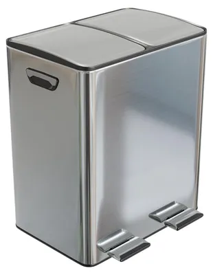 Immagine prodotto di Pattumiera a pedale doppia - Acciaio inox - 2 x 20 L - 45 x 30 x 52 cm - Argento