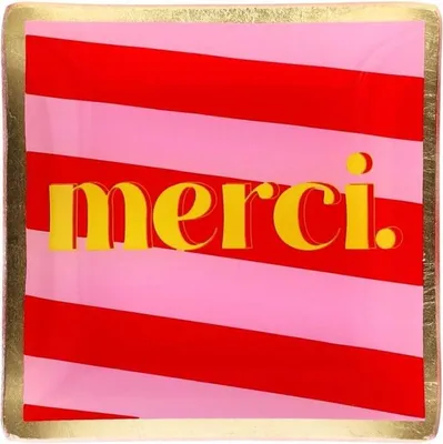 Produktbild von Gift Company Glasteller Love Plates Merci Rosa Rot (10x10cm)