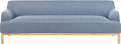 Produktbild von BELIANI 3-Sitzer Sofa Blau Stoffbezug mit Armlehnen Niedriger Rückenlehne Tiefer Sitzfläche Hohen Holzbeinen Skandi Wohnzimmer Ausstattung Stoffsofa