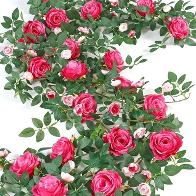 Produktbild von Künstliche Blumengirlande Rosen Eukalyptus 2 Stück 180 cm Rosé