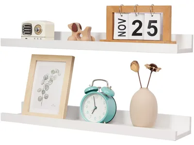Wandregal-Set 2er, Weiß, 60 cm, Holz, mit Lippe