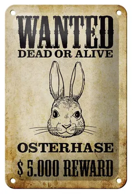 Produktbild von Blechschild Tiere 12x18cm wanted Osterhase Schild