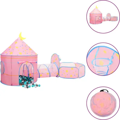 Image de Tente de jeu pour enfants avec 250 balles Rose 301x120x128 cm