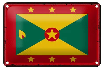 Produktbild von Blechschild Flagge Grenadas 18x12cm Retro Flag of Grenada Dekoration