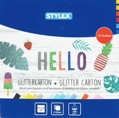 Produktbild von Glitzerkarton 15x15cm 15 Blatt kopfgeleimt