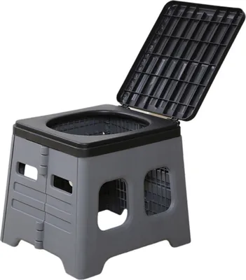 Produktbild von Faltbare Autotoilette mit Deckel, tragbare geruchshemmende Toilette, vielseitige Bettpfanne für Campingreisen, platzsparende Toilette zum Wandern im Freien