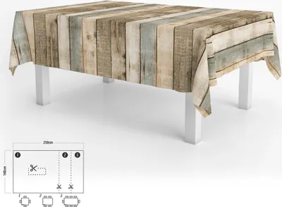 Produktbild von Rechteckige Wachstuch-Tischdecke, Holzplanken, wasserfest, schmutzabweisend, PVC, 140 x 250 cm. Zuschneidbar für den Innen- und Außenbereich