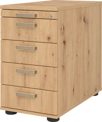 Produktbild von bümö office Standcontainer - mit 4 Schubladen - Griff: Streifengriff (Kunststoff), Nachbildung: Asteiche