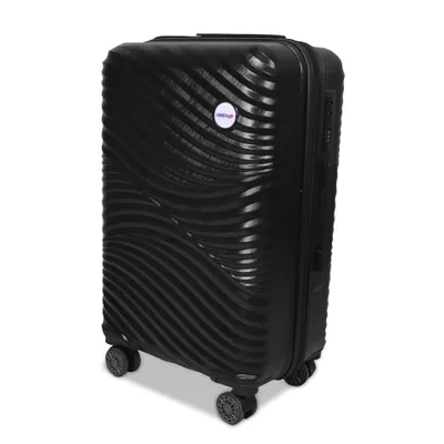Immagine prodotto di BIGGDESIGN Moods Up 20" Travel Suitcase Black - Leggera e pratica, Valigia compatta, Ideale per viaggi brevi, Materiale ABS altamente resistente e durevole, Ruote in silicone rotanti a 360°, Viaggiare in sicurezza grazie allo speciale sistema di bloccaggio