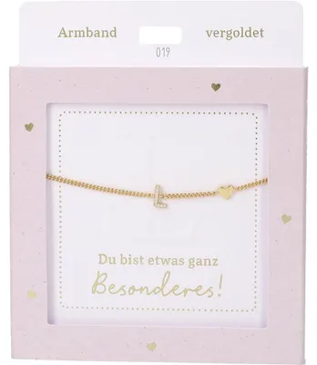 Produktbild von Depesche Armband Gold mit L-Anhänger und Herz - Schmuck Geschenk