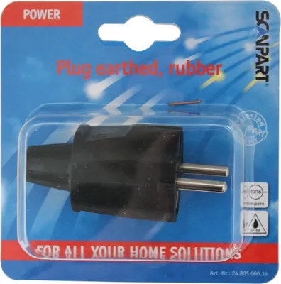 Obrázok produktu pre SCANPART 2480500014, Čierna, Polyvinylchlorid (PVC), 250 V, 16 A, 1 kusov