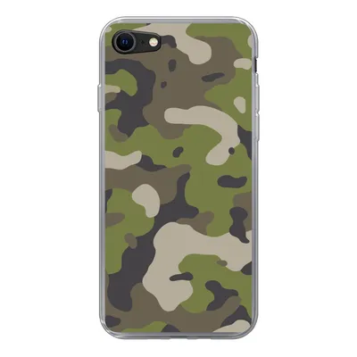 Produktbild von MuchoWow® Handyhülle Schutzhülle Hülle für iPhone SE 2020 Camouflage-Muster mit militärischen Farben Silikon Softcase Handy Hülle - Kartenbesitzer