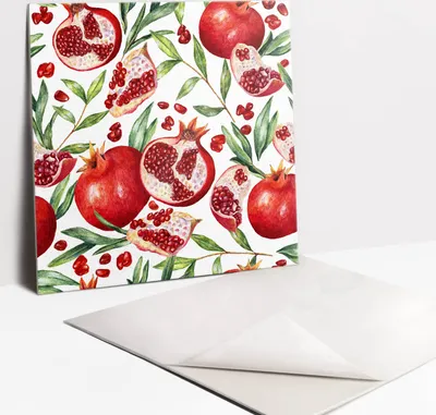 Produktbild von Granatapfelfrucht – Selbstklebende Wandfliesen – PVC Wandpaneele – Vinyl Wandverkleidung – Dekopaneele selbstklebend – Wanddeko selbstklebend – 9 Stück 30x30 cm