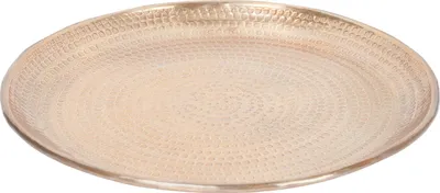 Produktbild von Orientalisches Tablett aus Aluminium Imera 30cm | Marokkanisches Teetablett in der Farbe Gold | Orient Goldtablett goldfarbig | Orientalische Dekoration auf dem gedeckten Tisch