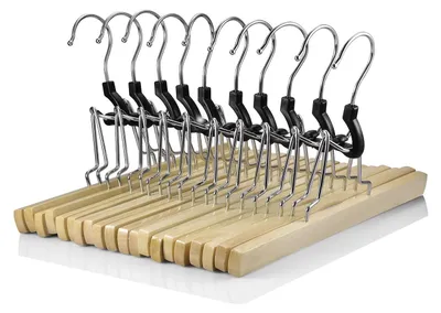 Productafbeelding van Omgoods - Houten Kledinghangers en Broekhangers (10 Stuks)