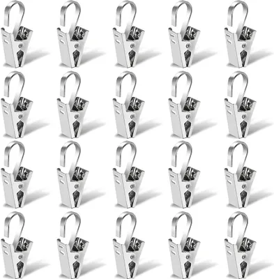 Produktbild von 20 Stück Vorhang Haken Clips, Edelstahl Gardinenhaken Clips