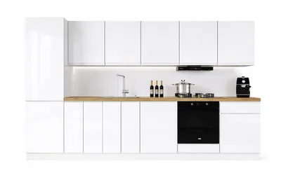 Produktbild von Kücheninsel 360 cm Küchenblock ohne Arbeitsplatte Einbauküche Ohne E-Geräten , Aspen KA21-M360, Weiß/Hochglanz