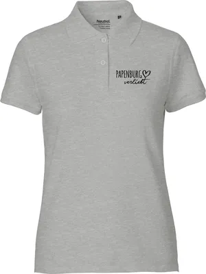 Produktbild von Huuraa Damen Polo Shirt Papenburg verliebt M Sport Grey Bio Baumwolle Fairtrade Poloshirt Geschenkidee
