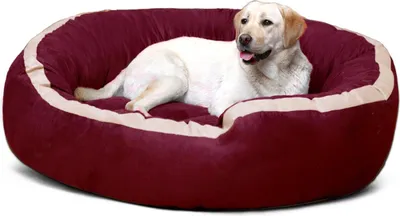 Productafbeelding van tierlando LANA Hondenbed, hondenbank, maat M, L, XL, fluweel, MEGA GROOT, SUPER ZACHT - Afmetingen: 100x90 cm | Kleur: 04 Donkerrood