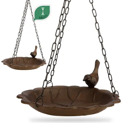 Produktbild von Wildlife Friend Garten WILDLIFE FRIEND I VOGELTRÄNKE HÄNGEND AUS GUSSEISEN - WASSERROSENBLATT MIT VOGEL - FROSTSICHER, Braun B Gusseisen