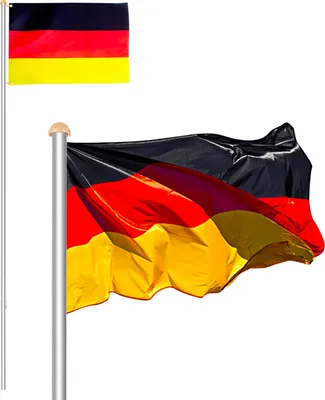 Produktbild von Jopassy Fahnenmast Alu Flagge Seilzug inkl Deutschlandfahne Flaggenmast Bodenhülse Fahnen Fahnenstange 6,50m inkl Mast