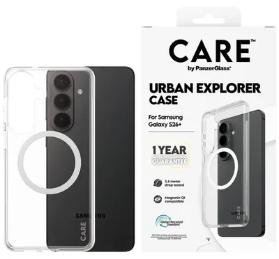 Obrázok produktu pre PanzerGlass CARE™ by ® Urban Explorer Case Transparent w. White Qi Samsung Galaxy S26+, Ochranný obal, Samsung, Samsung - Galaxy S26+, Priehľadná