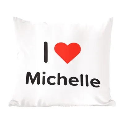 Produktbild von MuchoWow® Zierkissen Sofakissen Wohnzimmer Dekokissen 60x60 cm Ich liebe - Michelle - Mädchen - Sitzfläche - Foto Polster