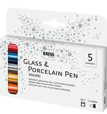 Zdjęcie produktu dla KREUL Marker porcelanowy "PorcelainPEN metallic", zestaw 5 sztuk