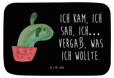 Produktbild von Mr. & Mrs. Panda Badteppich Kaktus Mama - Schwarz - Geschenk, duschmatte, Badematte, Motivation, Badezimmerteppich, Büro, Kakteen, Quote, Badvorleger, Badezimmer Matte