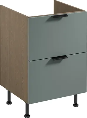 Produktbild von Spülenunterschrank 60 cm mit 2 Schubladen Küchenblock Küchenschrank, D60IN AX Grün/Eiche