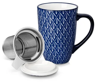 Image de Grande tasse à thé en porcelaine avec couvercle et infuseur, 540 ml