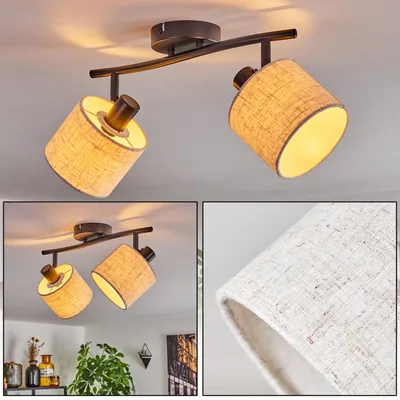 Produktbild von Schiavonea moderne Deckenlampe aus Metall/Stoff in Schwarz/Beige