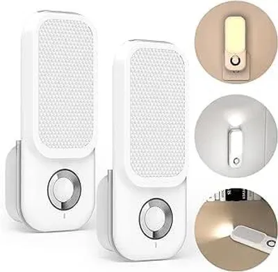 LED-Nachtlampen mit Bewegungsmelder, 2 St., 4-in-1, Steckdose