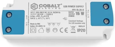 Produktbild von PFV Konstantspannungs-LED-Netzteil 15W, 24V | IP20 Schutzart | Kompakt, Effizient & Sicher, Trafo für LED-Beleuchtung