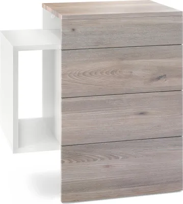 Produktbild von Vladon Nachttisch Queens,  Germany, Nachttischschrank mit 2 Schubladen und 1 seitlichem Fach zur Wandmontage, Weiß matt/Eiche Nordic (60 x 63 x 36 cm)