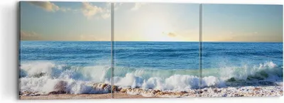 Produktbild von Bild auf Leinwand - Leinwandbild - Meer Ufer Wasser - 120x40cm - Wand Bild - Wanddeko - Wandbilder - Leinwanddruck - Bilder - Kunstdruck - Wanddekoration - Leinwand bilder - Wandkunst - CA120x40-3551