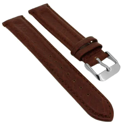 Produktbild von Minott Uhrenarmband Doppelwulst braun weiches Leder > Ton in Ton Naht, Stegbreite:20mm, Schließe:Silbern