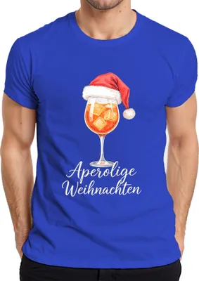 Produktbild von Aperolige Weihnachten Aperol Spritz Weihnachtsmütze Cocktail Herren T-Shirt, Blau, 3XL