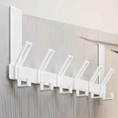 Immagine prodotto di Gancio da porta bianco con 6 ganci, 18 cm, per giacche e borse