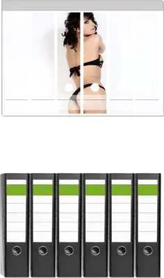 Produktbild von Wallario 6 Stück breite Ordner inkl. Klebeetiketten mit Motive Bikinifigur -  Set mit Rückenschildern / Ordnerrücken Stickern