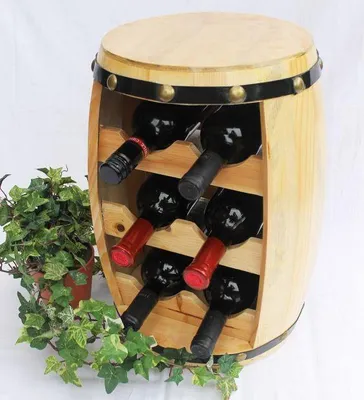 Produktbild von Weinregal Weinfass Fass aus Holz H-42 cm Nr.1511 Flaschenständer Regal Naturlack