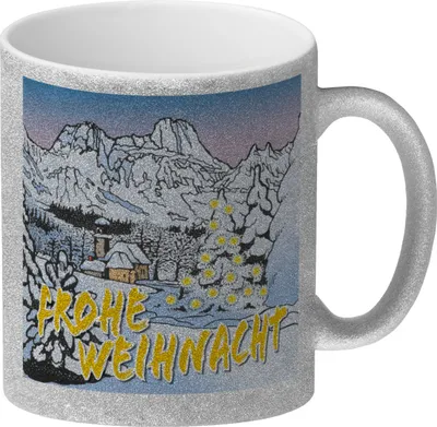 Produktbild von Frohe Weihnacht Glitzer-Kaffeebecher Du bist noch auf der Suche nach einem